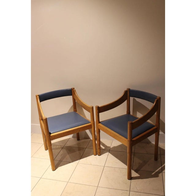 Postmodern Vintage Postmodern Oak Armchairs | Sculptural Barrel Back Dining Chairs | Pair For Sale - Image 3 of 8