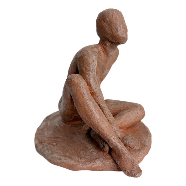 Mid 20th Century Male Figurative Study in Clay Hans Mettel Style Clay Figurative Male Sculpture For Sale