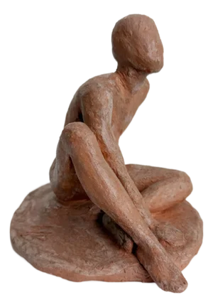 Mid 20th Century Male Figurative Study in Clay Hans Mettel Style Clay Figurative Male Sculpture