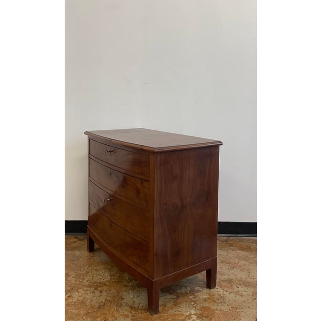 Mid 20th Century Scandinavian Bow Front Walnut Chest of Drawers For Sale - Image 4 of 16