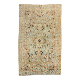 Early 20th Century Zabihi Collection Blue Peach Green Persian Sarouk Rug - 5'9" x 9'4" For Sale