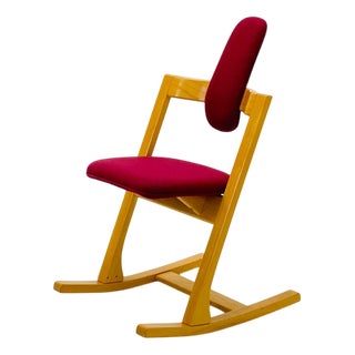 Vintage Teak Pendulum Balance Chair by Peter Opsvik for Stokke, Norway, 1980s For Sale