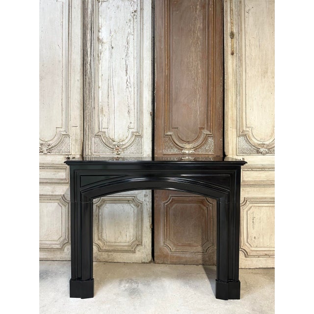 French Louis XIV Style Fireplace in Black Marble, 1900s For Sale - Image 4 of 15