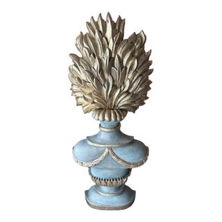 Vintage Italian Carved Wooden Sculpture of an Urn With Flame. For Sale