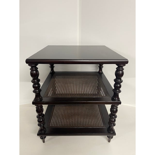 Vintage Three Tier British Colonial Revival Style Side Table For Sale In New York - Image 6 of 16