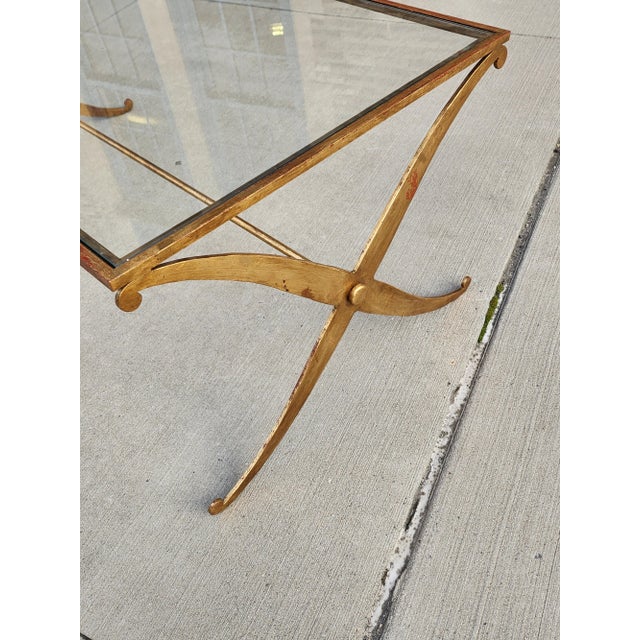World Away Klismos Metal Gold Leaf Coffee Table For Sale In New York - Image 6 of 10