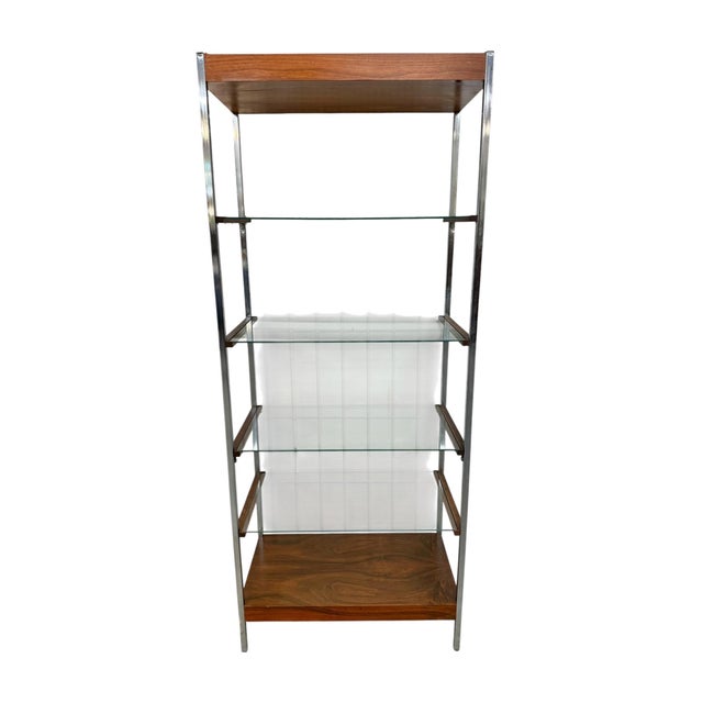 Mid-Century Modern Chrome & Walnut Etageres - Set of 2 For Sale - Image 4 of 8