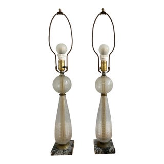 1940's Hollywood Regency MCM Etched and Cut Glass Lamps - a Pair For Sale