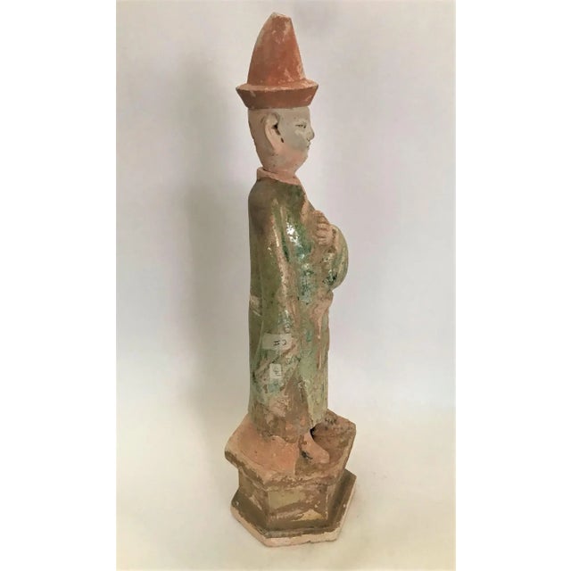 Asian Antique Standing Glazed Pottery Attendant Ming Dynasty For Sale - Image 3 of 13