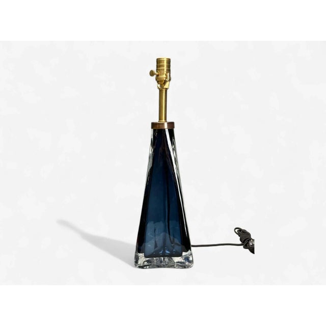 1960s Nils Landberg, Swedish Modern, Blue Glass, Table Lamp, Sweden, 1960s For Sale - Image 5 of 8