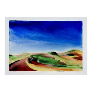 1991 Modernist Landscape Gouache Painting For Sale