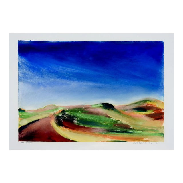 1991 Modernist Landscape Gouache Painting For Sale