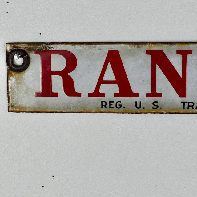 Ceramic Vintage Mid 20th Century Porcelain Sign of a "Ransome" Company in Bright Red For Sale - Image 7 of 8