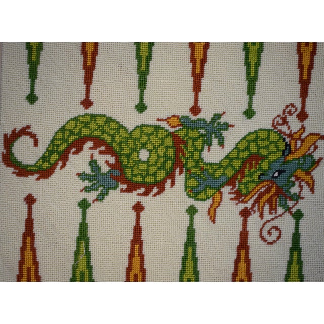 Hand Needlepoint Chinoiserie Dragon Motif C1980 Backgammon Board For Sale - Image 4 of 6