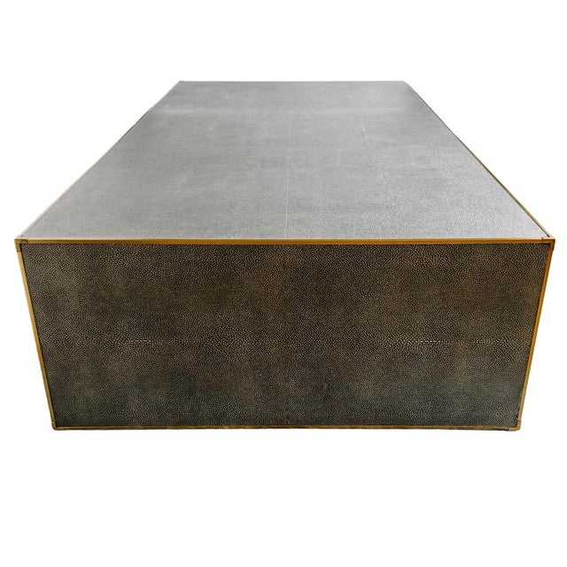 Restoration Hardware Large Restoration Hardware Shagreen Plinth Rectangular Coffee Table For Sale - Image 4 of 8