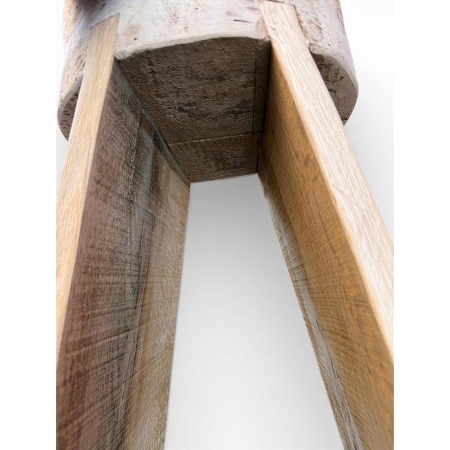 20" - Handcrafted Sculptural Solid Wood Natural "Halo" Stool For Sale - Image 10 of 12
