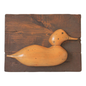 Vintage Hand Carved Wood Duck Wall Hanging