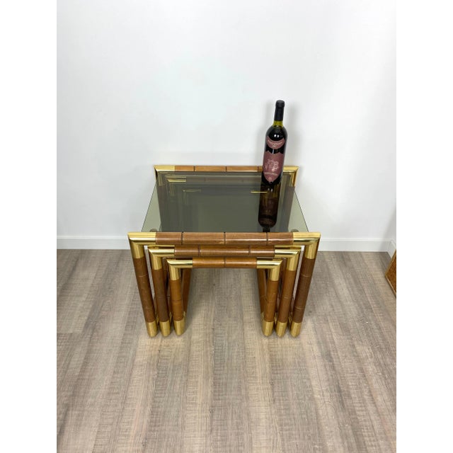 Italian Glass Nesting Tables, 1970s, Set of 3 For Sale - Image 14 of 17