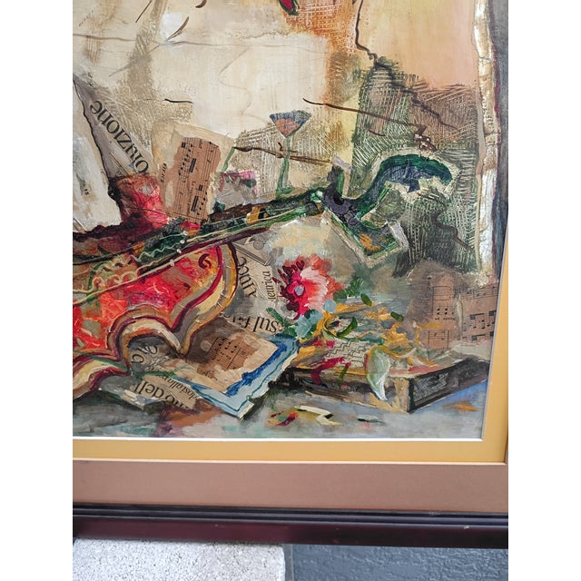 1960s Vittorio Turo Mid-Century Original Trompe Violin Collage – Framed 33" X 26" For Sale - Image 10 of 13