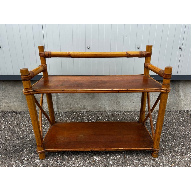 Vintage Rattan Shelf on Legs, 1970s For Sale - Image 9 of 9