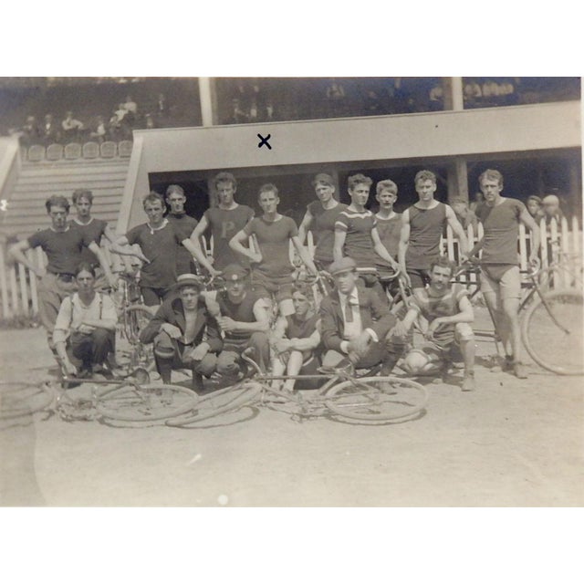 Traditional Vintage Early Bicycle Racing Group Photograph For Sale - Image 3 of 3