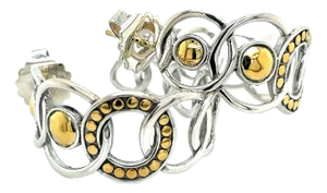 Late 20th Century John Hardy Estate Hoop Earrings 22k Gold + Silver, A Pair