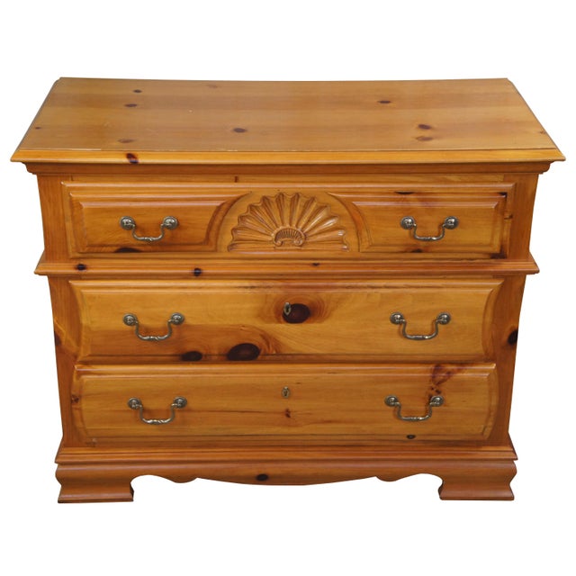 Vintage Dixie Furniture Scalloped Pine Dresser 3 Drawer Chest Chairish