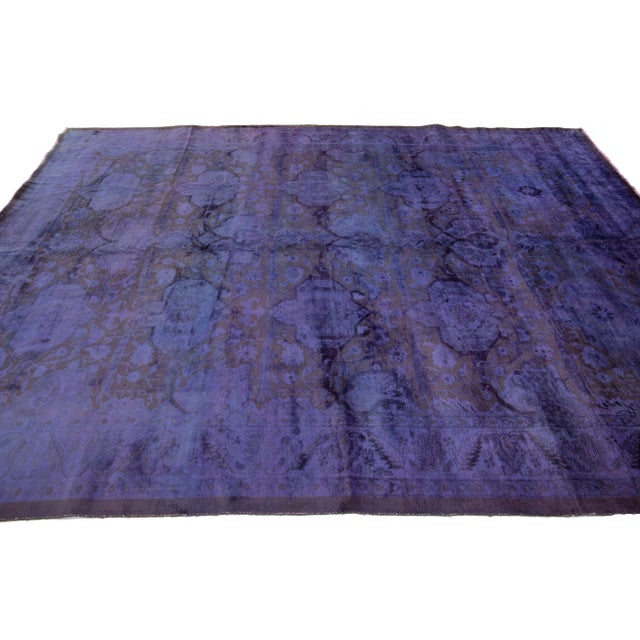 Persian Purple Vintage Persian Overdyed Handmade Wool Rug With Allover Design For Sale - Image 3 of 11