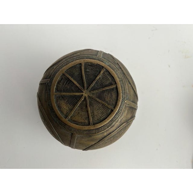 African Metal Vase with Fine Hand-Made Decorations, Set of 2 For Sale - Image 6 of 8