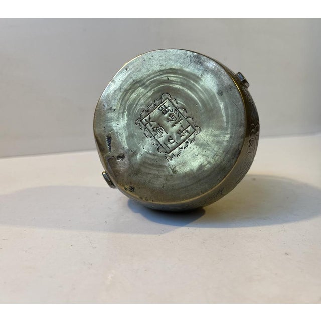 Antique Japanese Ceremonial Brass Incense Burner with Komainu Decoration, 1920s For Sale - Image 3 of 7