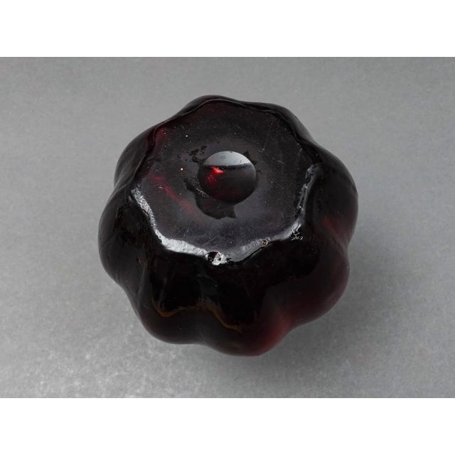 Red Mid 20th Century Bohemian Ox Blood Red Floral Gilded Cased Art Glass Vase For Sale - Image 8 of 8