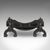 This is an antique fireplace hearth set. An English, heavy cast iron fire basket and andirons, dating to the Victorian...