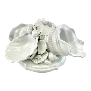 Vintage Mid Century Italian White Glaze Shell Design Centerpiece