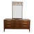 Mid Century Modern Lowboy Dresser With 9 Drawers & Mounted Mirror by Johnson Carper For Sale