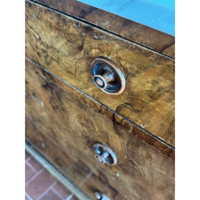 1930s Vintage Chest of Drawers in Walnut with Marble Top, 1930s For Sale - Image 5 of 14