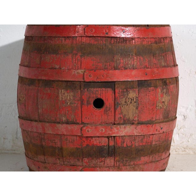 Antique Wooden Barrel with Iron Straps, Central Europe, 1920 For Sale - Image 4 of 7