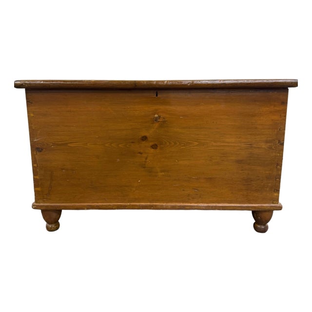 Antique American Primitive Solid Pine Blanket Chest For Sale