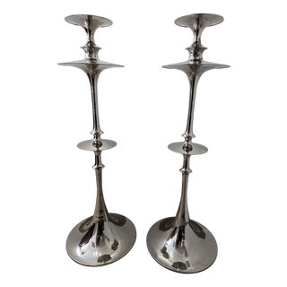 Large Fink Design Candlesticks, Set of 2 For Sale