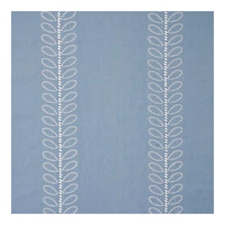 Schumacher Camile Embroidery Fabric in Sky For Sale