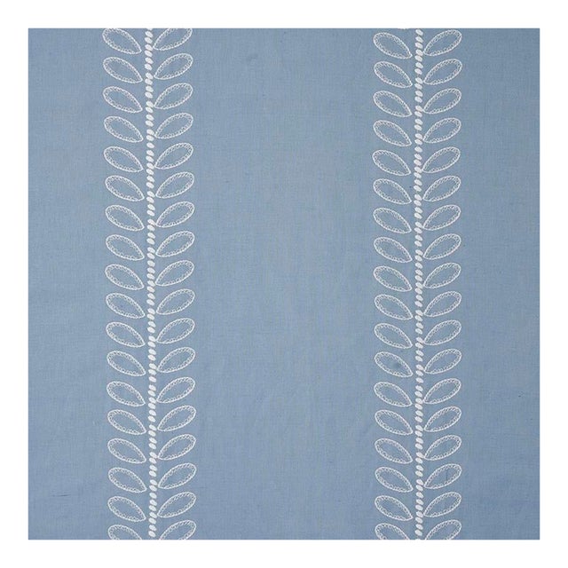 Schumacher Camile Embroidery Fabric in Sky For Sale