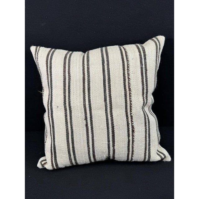 Turkish Hemp Pillow Cushion Natural Beige Brown Pillow Cushion Cover 24x24 For Sale - Image 4 of 4