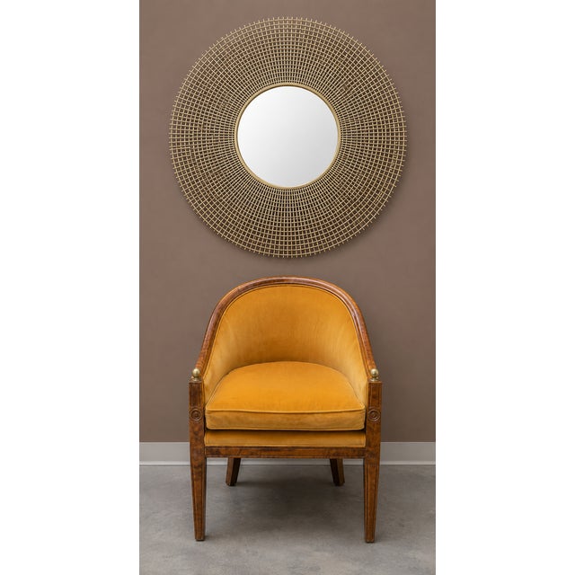 Art Deco Pair of Vintage Art Deco Revival Hollywood Regency Barrel Back Lounge Chairs in Faux Tortoiseshell Finish For Sale - Image 3 of 11