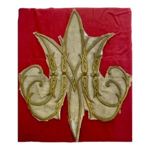 Large Gold Embroidery Monogram Banner Fragment 1800 Hundreds