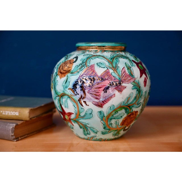 Ball Vase with Kitsch Marine Flora and Fauna Decor from Cerart Monaco, 1960s For Sale - Image 10 of 10