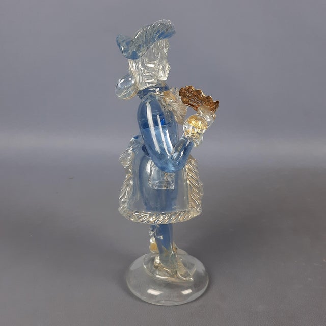Modern Murano Glass Goldonian Figure with Fan, 1970s For Sale - Image 3 of 16