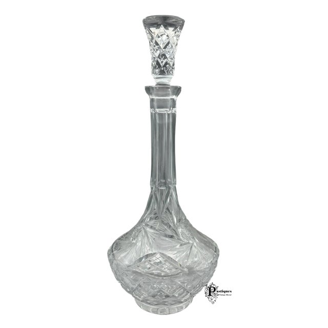Glass Vintage Hollywood Regency Style Crystal Decanter For Sale - Image 7 of 7