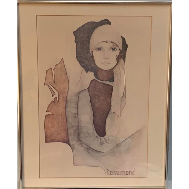 1970s Vintage Christine Rosamond "Simone" Framed Lithograph Print