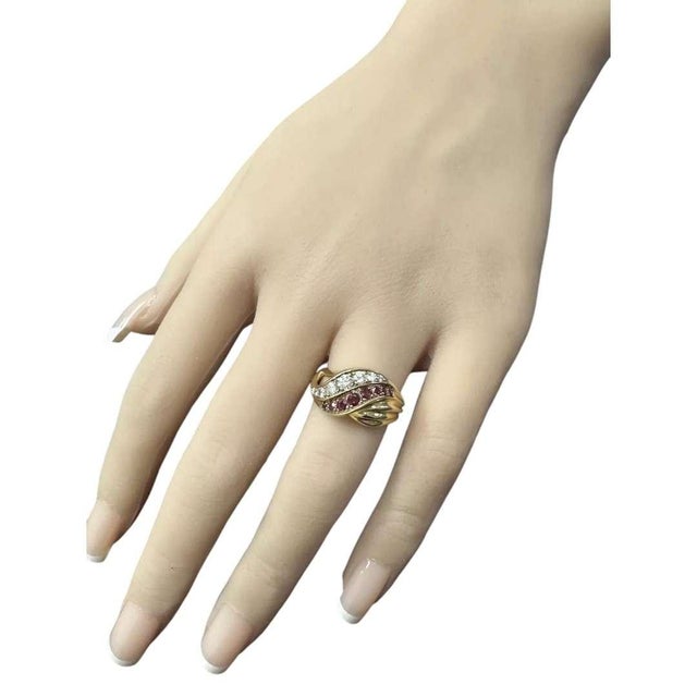 Ruby Red Vintage Natural Ruby and Natural Diamond 14k Solid Yellow Gold Ring, Size 5.5 For Sale - Image 8 of 8