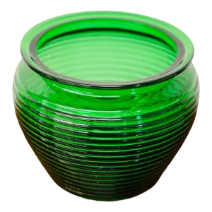 Vintage Mid-Century National Potteries Emerald Green Ribbed Glass Vase