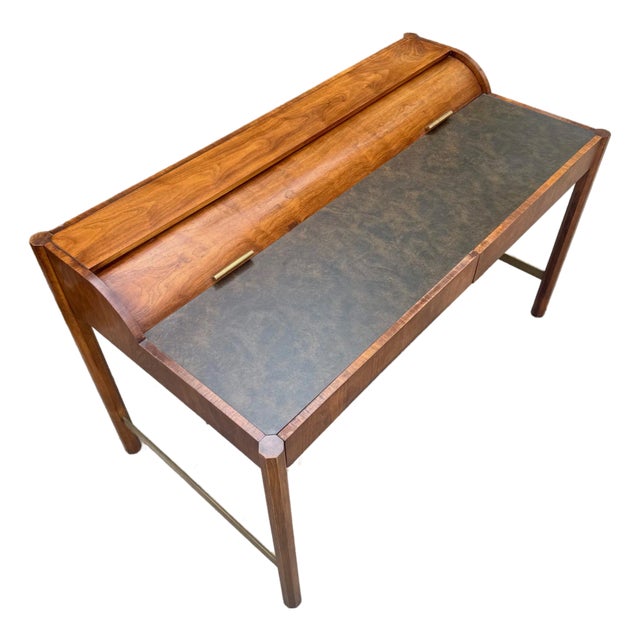 Vintage Mid Century Rolltop Desk by Hekman For Sale